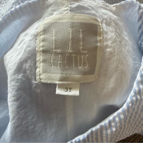 Lil Cactus Shortall Size 3T Easter Bunny Striped Seersucker - Picture 5 of 5